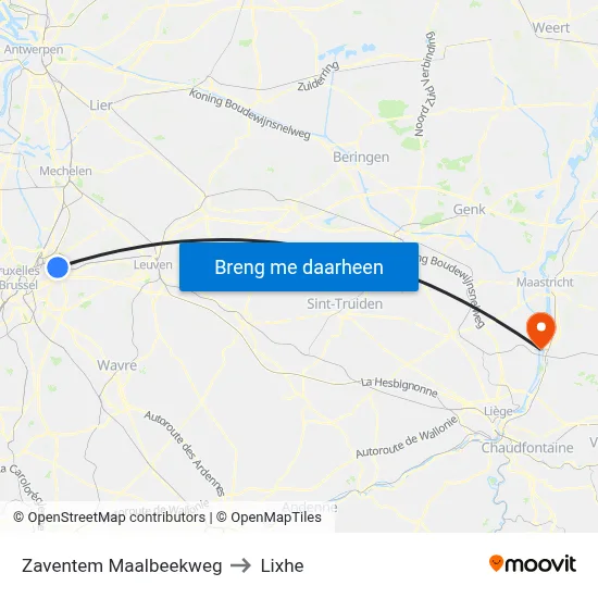Zaventem Maalbeekweg to Lixhe map