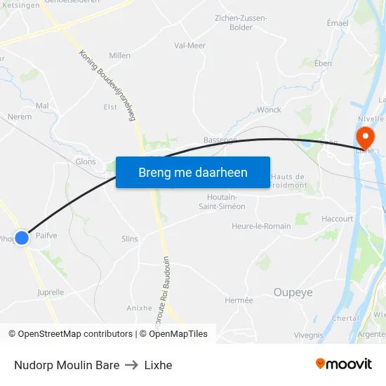 Nudorp Moulin Bare to Lixhe map