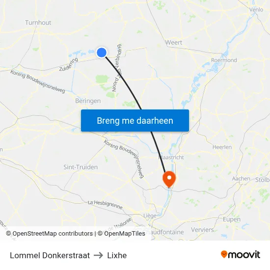Lommel Donkerstraat to Lixhe map