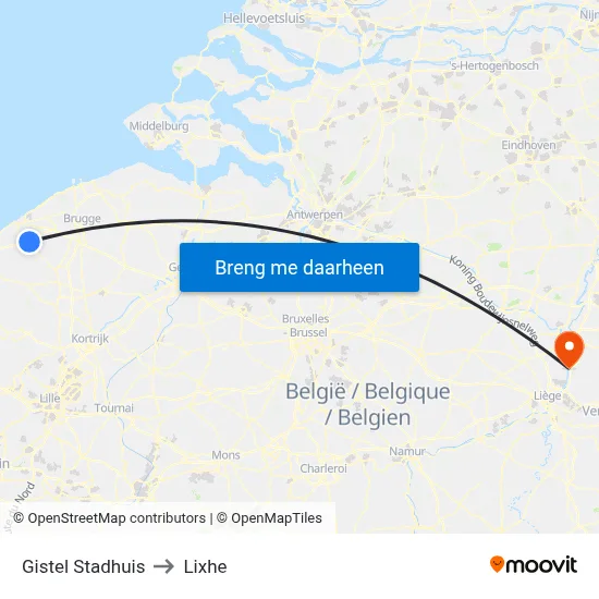 Gistel Stadhuis to Lixhe map