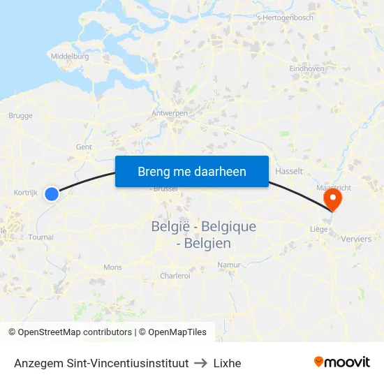 Anzegem Sint-Vincentiusinstituut to Lixhe map