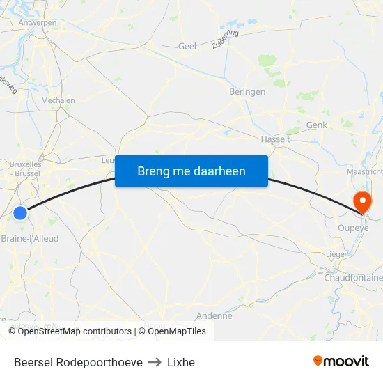 Beersel Rodepoorthoeve to Lixhe map