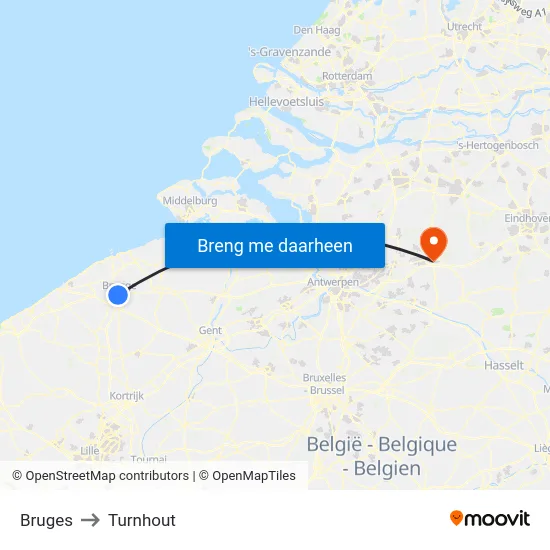 Bruges to Turnhout map