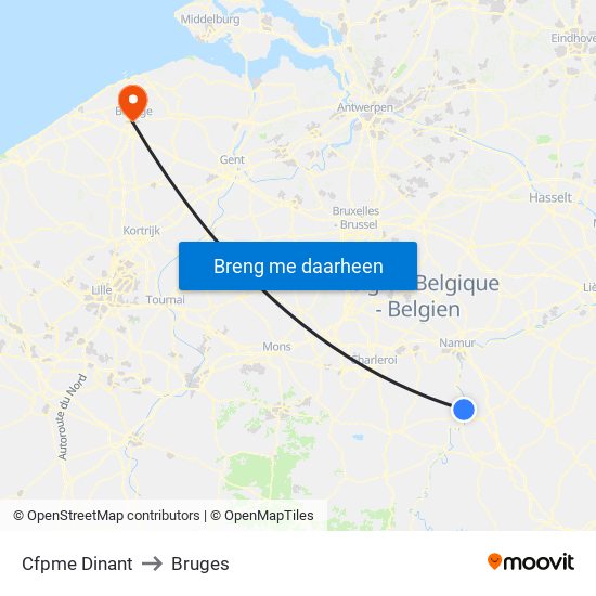 Cfpme Dinant to Bruges map