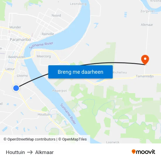Houttuin to Alkmaar map