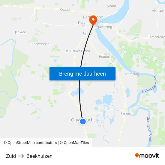 Zuid to Beekhuizen map
