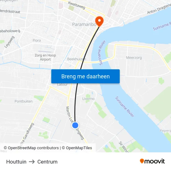 Houttuin to Centrum map
