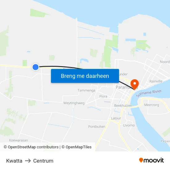 Kwatta to Centrum map