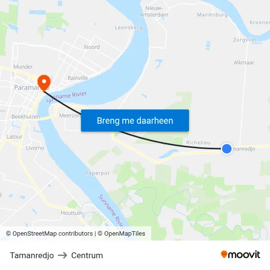 Tamanredjo to Centrum map