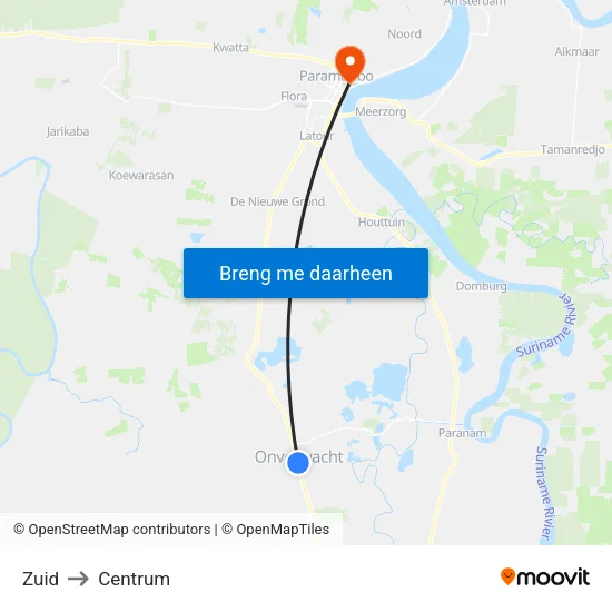Zuid to Centrum map