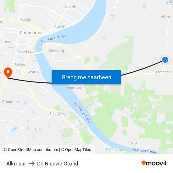 Alkmaar to De Nieuwe Grond map