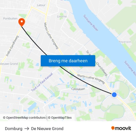 Domburg to De Nieuwe Grond map