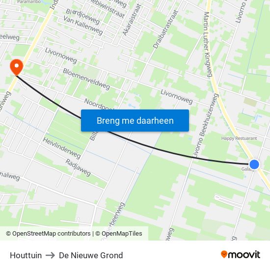 Houttuin to De Nieuwe Grond map