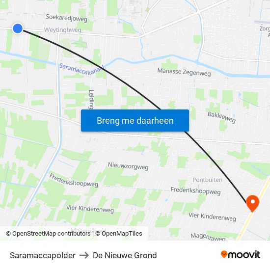 Saramaccapolder to De Nieuwe Grond map