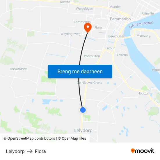 Lelydorp to Flora map