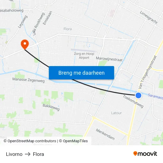 Livorno to Flora map