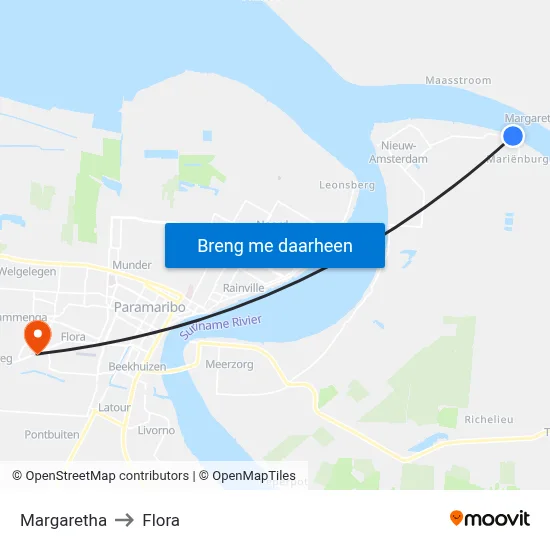 Margaretha to Flora map