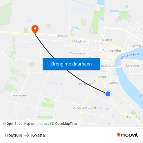 Houttuin to Kwatta map