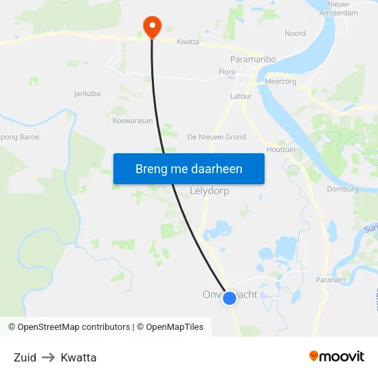 Zuid to Kwatta map