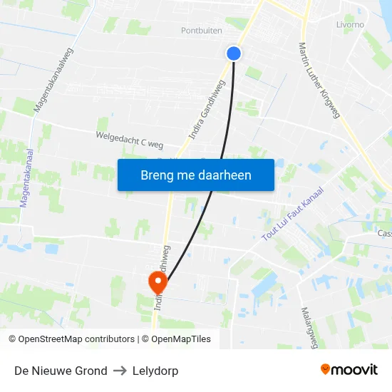 De Nieuwe Grond to Lelydorp map
