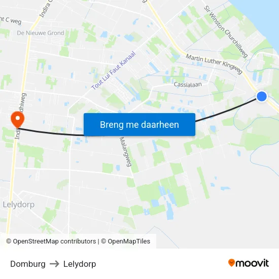 Domburg to Lelydorp map