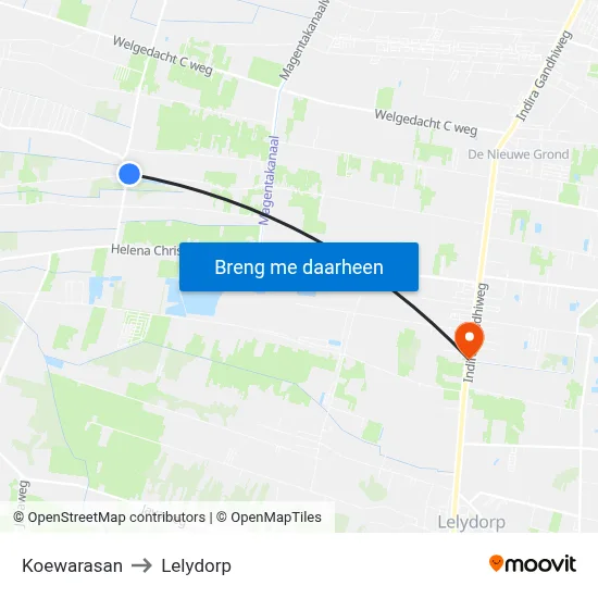 Koewarasan to Lelydorp map