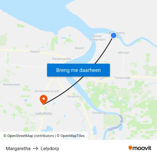 Margaretha to Lelydorp map