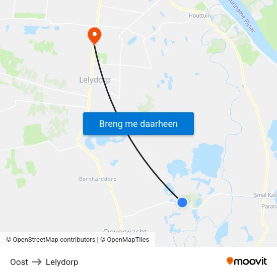 Oost to Lelydorp map