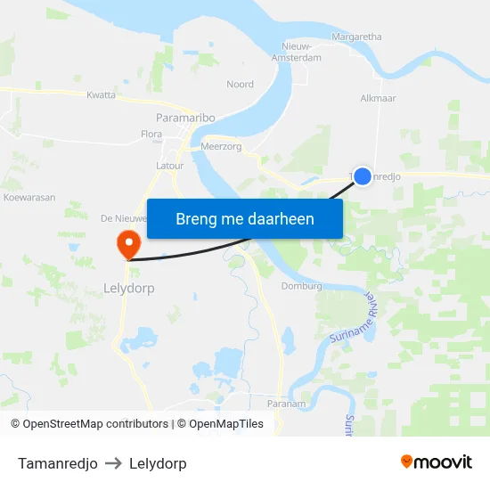 Tamanredjo to Lelydorp map