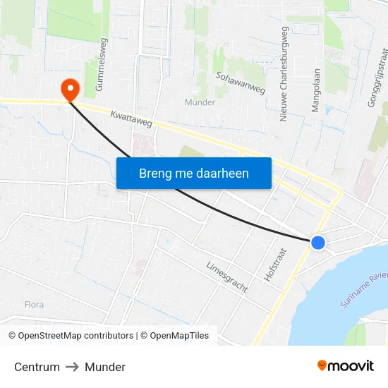 Centrum to Munder map