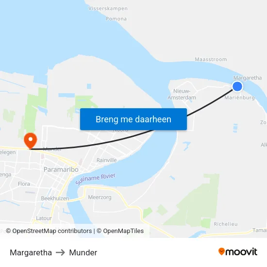 Margaretha to Munder map