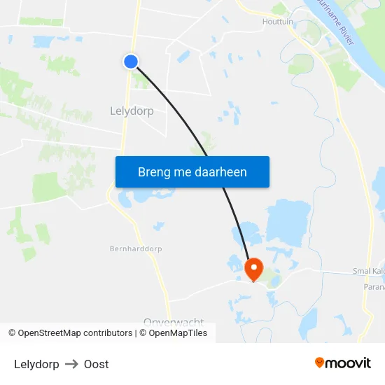 Lelydorp to Oost map