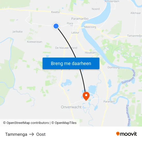 Tammenga to Oost map