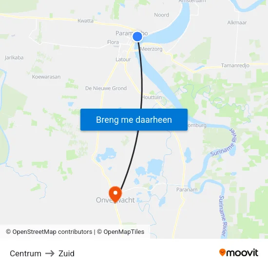 Centrum to Zuid map