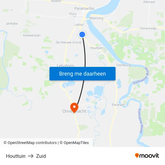 Houttuin to Zuid map