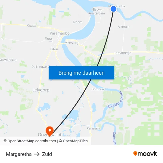 Margaretha to Zuid map