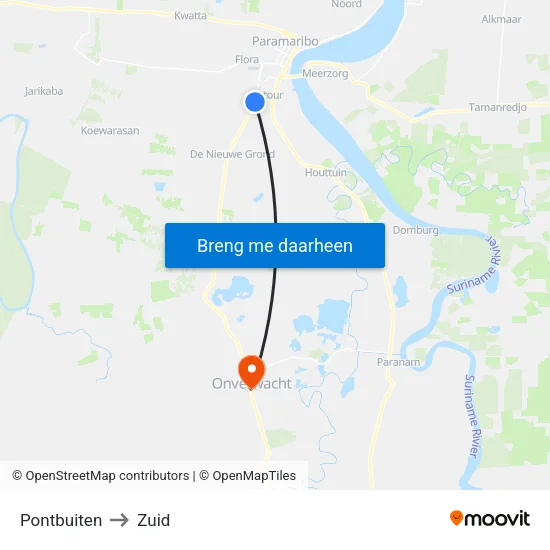 Pontbuiten to Zuid map