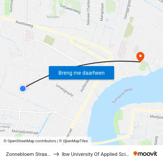 Zonnebloem Straat, 50 to Ibw University Of Applied Sciences map