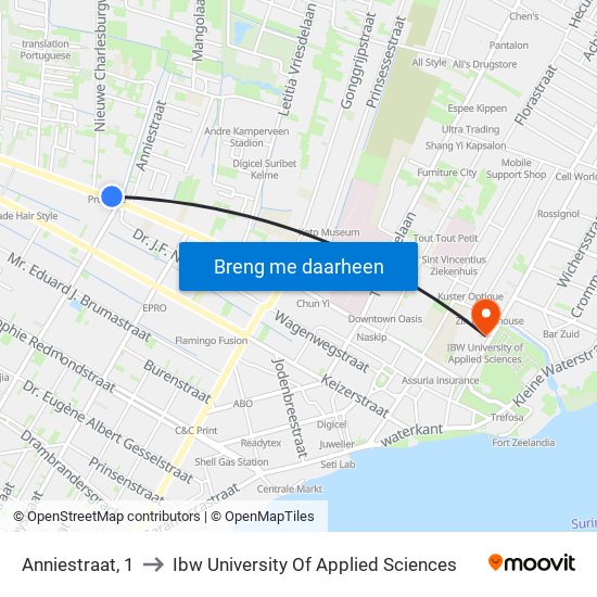 Anniestraat, 1 to Ibw University Of Applied Sciences map