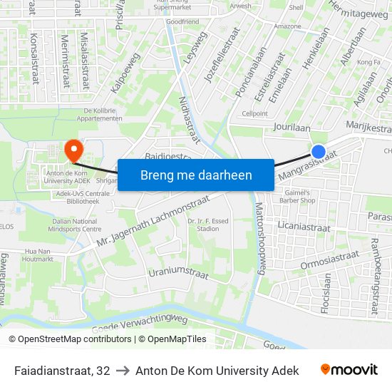 Faiadianstraat, 32 to Anton De Kom University Adek map