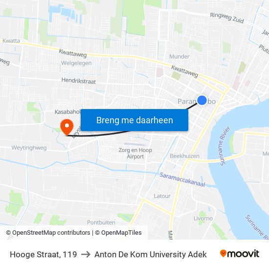 Hooge Straat, 119 to Anton De Kom University Adek map