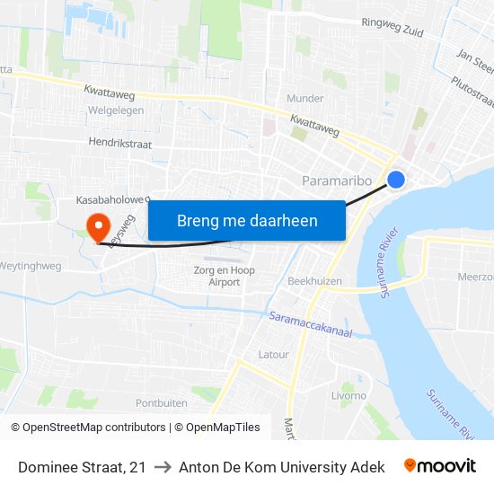 Dominee Straat, 21 to Anton De Kom University Adek map