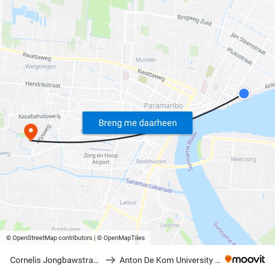 Cornelis Jongbawstraat, 41 to Anton De Kom University Adek map