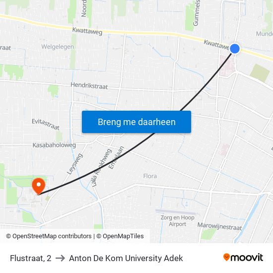 Flustraat, 2 to Anton De Kom University Adek map