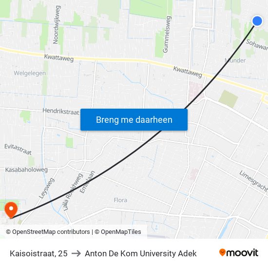 Kaisoistraat, 25 to Anton De Kom University Adek map