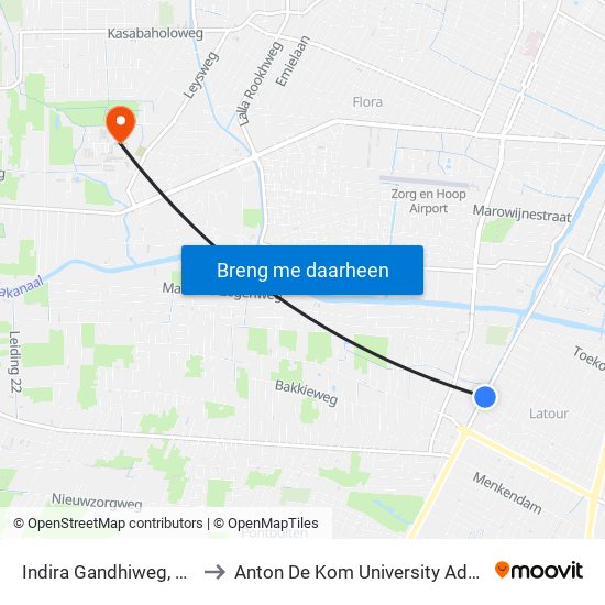 Indira Gandhiweg, 12 to Anton De Kom University Adek map