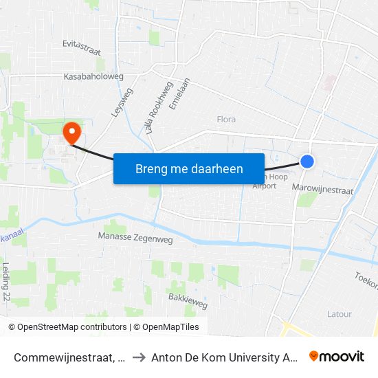 Commewijnestraat, 27 to Anton De Kom University Adek map