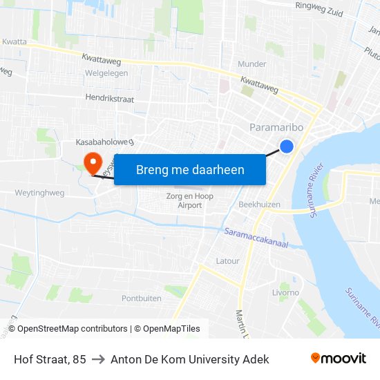 Hof Straat, 85 to Anton De Kom University Adek map