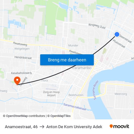 Anamoestraat, 46 to Anton De Kom University Adek map