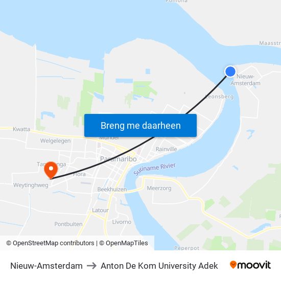 Nieuw-Amsterdam to Anton De Kom University Adek map